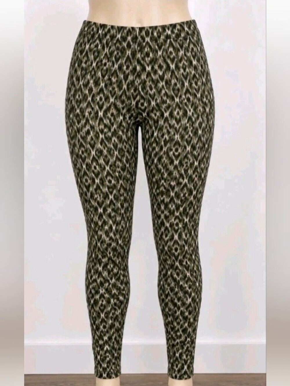 Primark Olive & Cream Geometric High-Waist Leggings